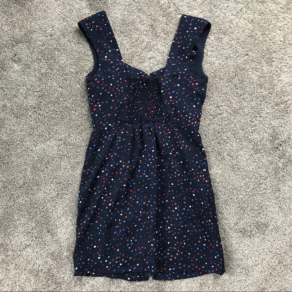 Bcbgeneration Zip Front Mini Navy Dotted Dress - image 3